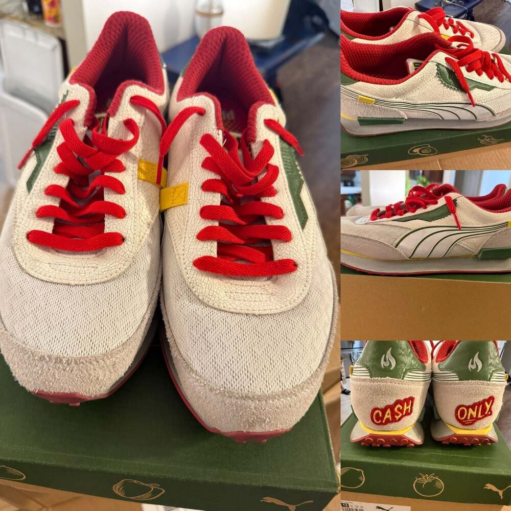 Puma Future Rider Taqueria 'Cash Only' Taco White/Garden Green Mens Size 13